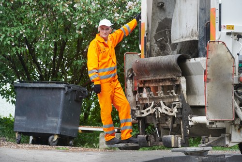 Modern skip hire fleet in Shadwell